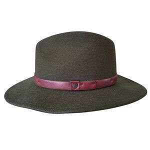 Brixton Messer Fedora Hat Adult Size Large 7 1/2 Moss‎ Green Wool Felt